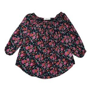 Abercrombie Fitch Blouse‎ Sheer Long Sleeve Multicolor Floral Top Women's Sz S